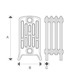 6 column 485mm CRANE cast iron radiators diagram